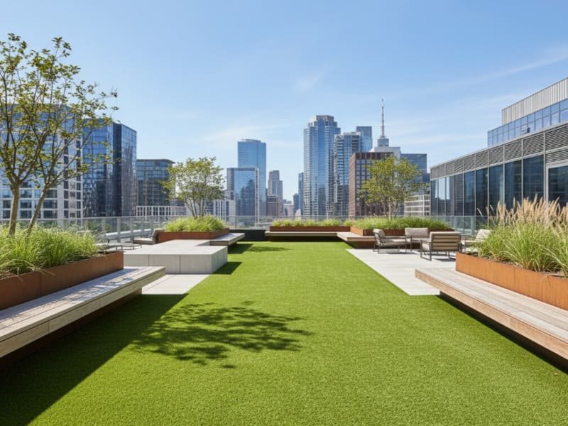 Professional installing silica sand infill on synthetic turf